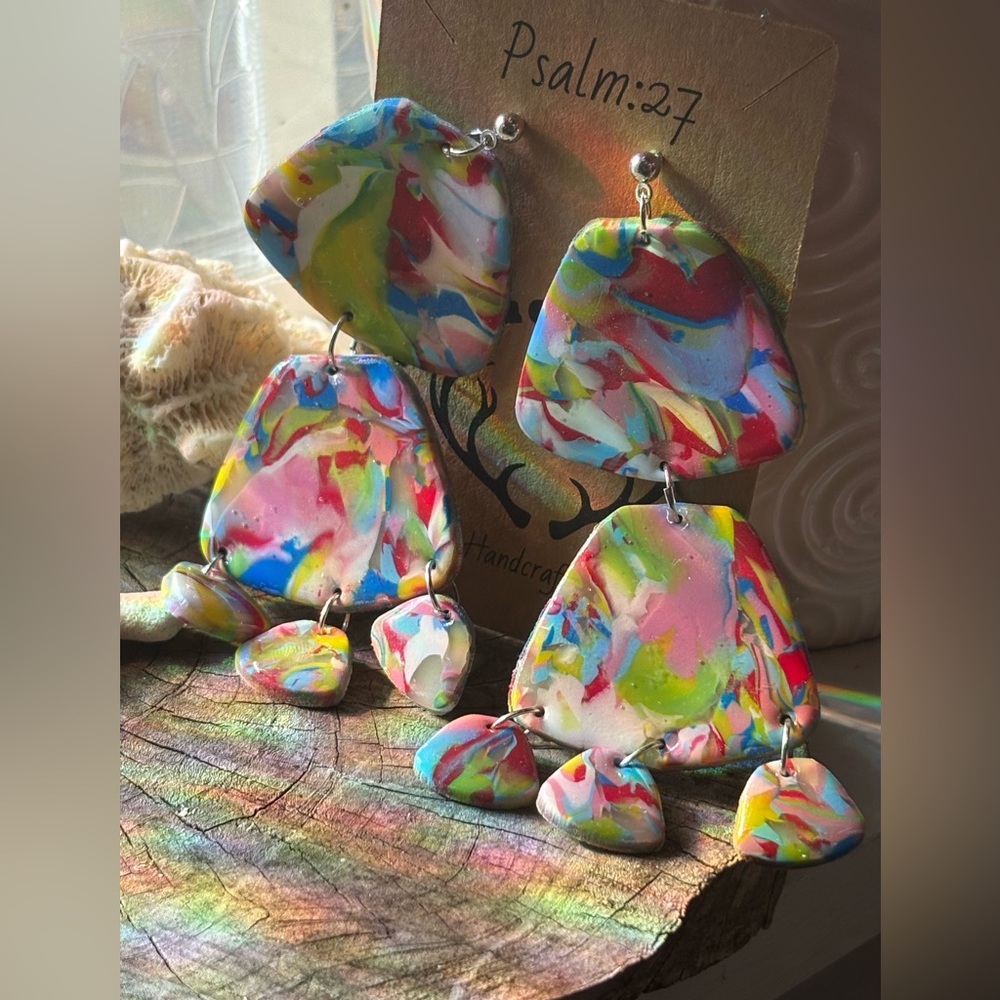 Spring colored BIG and BEAUTIFUL dangly earrings